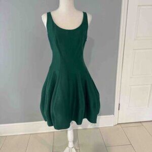 Vintage-Style Emerald Green Silk Bubble-Hem Cocktail Dress